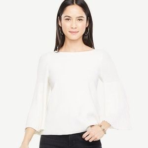 Cream Ann Taylor Pleated Sleeve Sweater